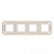 Рамка на 4 поста, гор/верт с кристаллами, цвет gold white patina