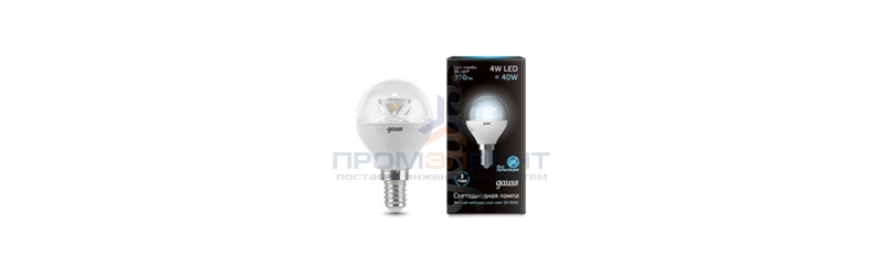 Лампа Gauss LED Globe Crystal Clear E14 4W 4100K 1/10/50