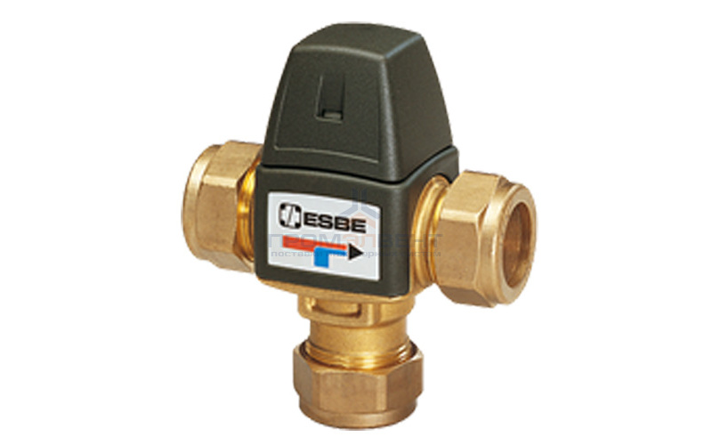 Клапан термостатический смесительный ESBE VTA323 - CPF 15 мм (компрессионное подключение, Tmax. 95°C, точка переключения 20-43°C)