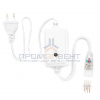 03-52 Шнур питания с однокнопочным контроллером для RGB светодиодной ленты 220В, smd5050, 60д/м, последовательное подключение до 500Вт.