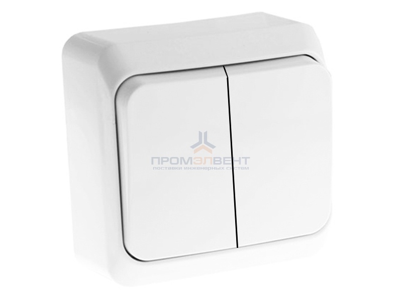 Выключатель двухклавишный Этюд белый [уп 25 шт]