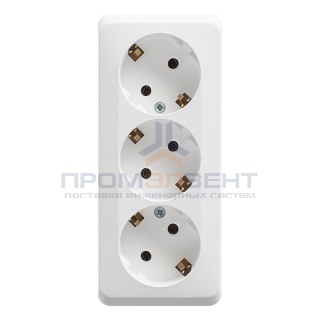 Розетка тройная с/з Этюд белая [уп 9шт]