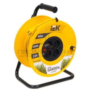 Удлинитель на катушке IEK "Garden" 40м 2х1,0мм 10А 4 розетки с термозащитой