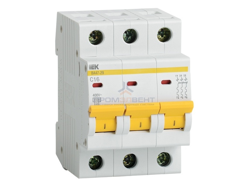 Автоматический выключатель ВА47-29 3Р  2А 4,5кА характеристика С ИЭК (автомат)