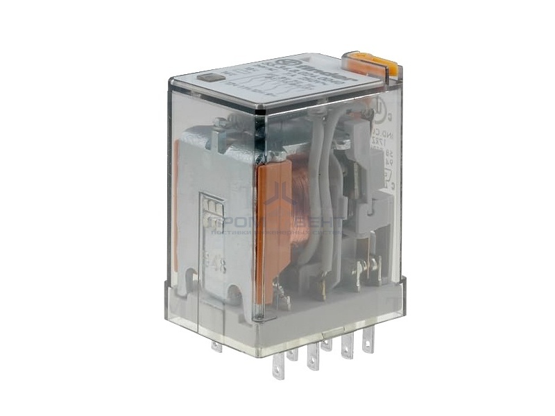 Миниатюрное реле Finder 4 контакта 7A AC (50/60Гц) 24В AgNi кнопка тест с блокировкой, индикатор