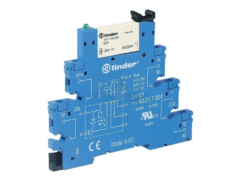 Электромеханическое реле Finder (EMR) с винтовыми клеммами 1 контакт, 6A AC (50/60Гц)/DC - 230...240