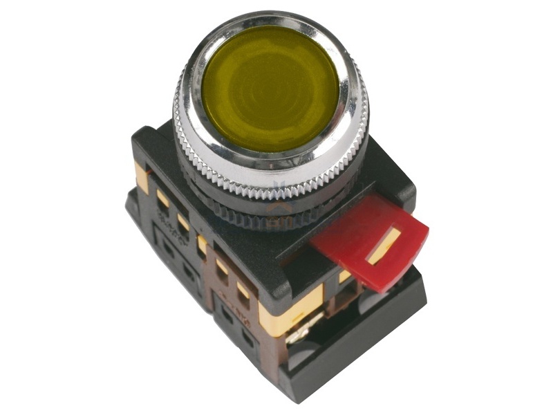 Кнопка ABLFS-22 желтый d22мм неон/240В 1з+1р ИЭК